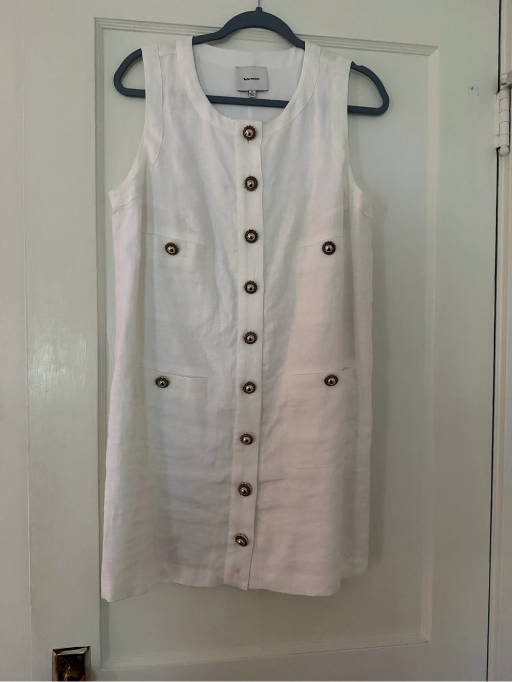 Reformation TropezSleeveless White Button-Front Mini Dress - Picture 2 of 4
